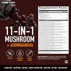 YUM-V'S 11-in-1 mushroom blend gummies pack highlights adaptogenic energy and focus