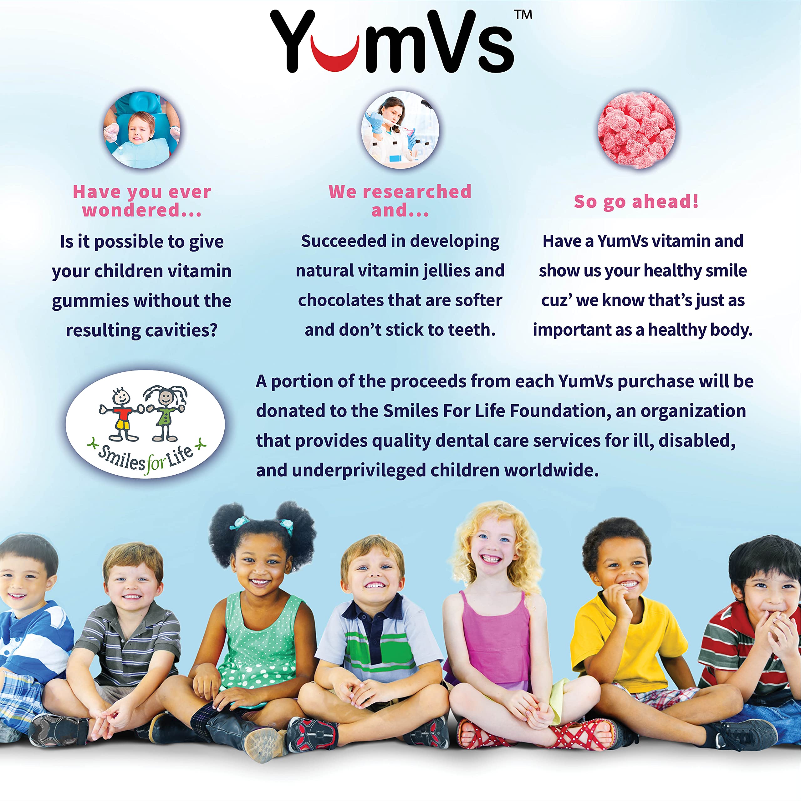 YUM-V'S Biotin Gummies nutrition panel close-up emphasizes non-GMO and FDA-registered facilities.