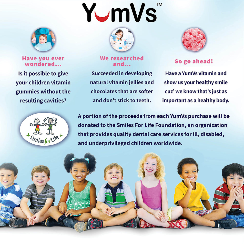 YUM-V'S Biotin Gummies nutrition panel close-up emphasizes non-GMO and FDA-registered facilities.