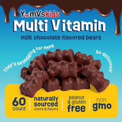 YUM-V'S Chocolate Bears melt-in-mouth close-up for kid-friendly consumption.