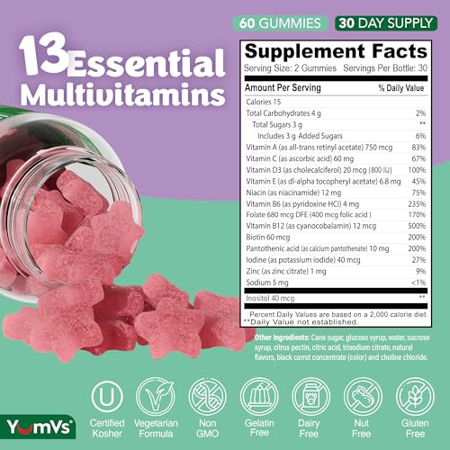 Close-up of YUM-V'S gummies with berry flavor and chewy texture.