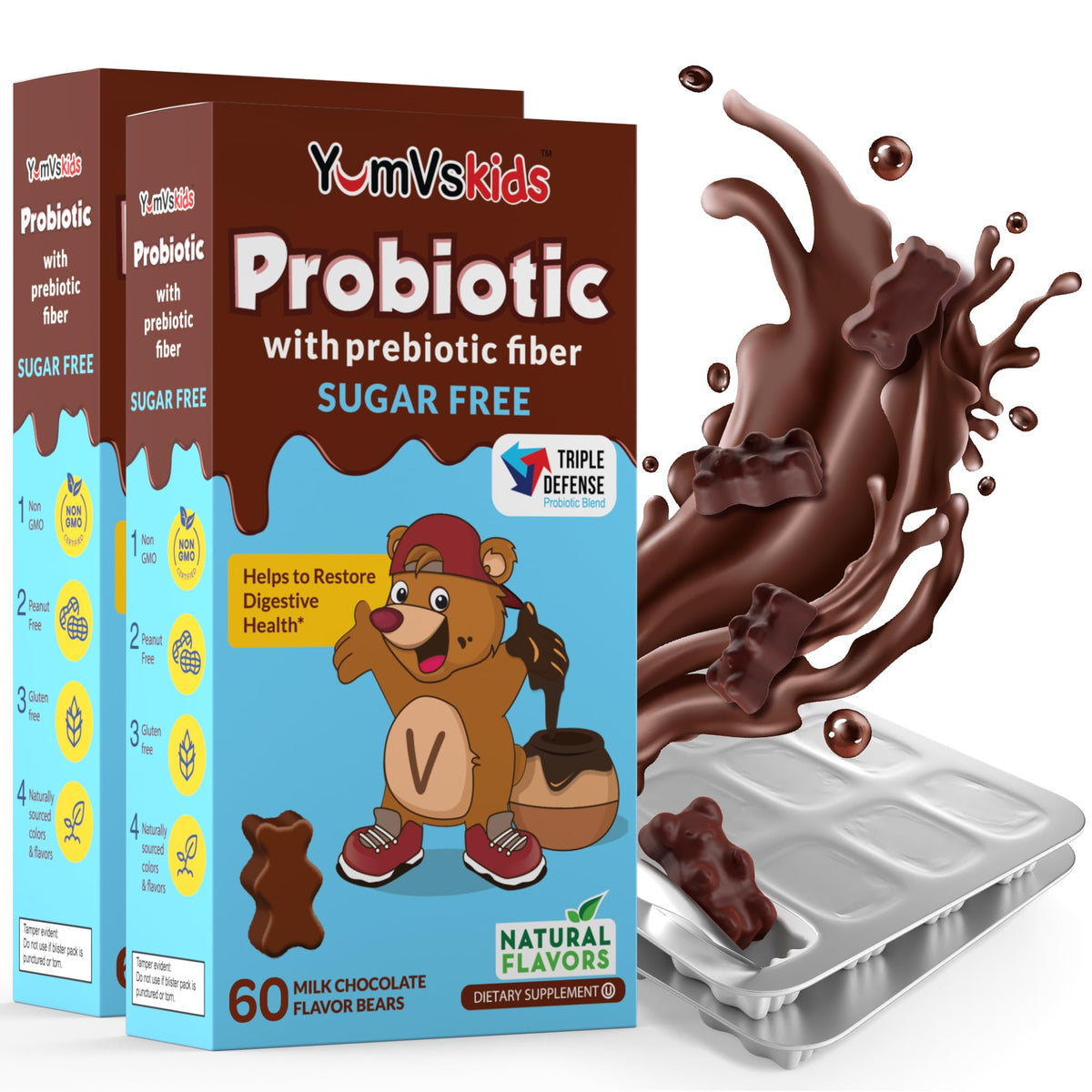 YUM-V'S bear-shaped probiotic chocolate for kids supports digestion