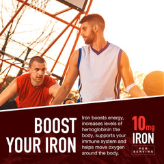 Serving two gummies per day supports easy iron intake in a gentle form.