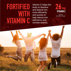 Vitamin C helps iron absorption, paired with a grape-flavored chew for convenience.