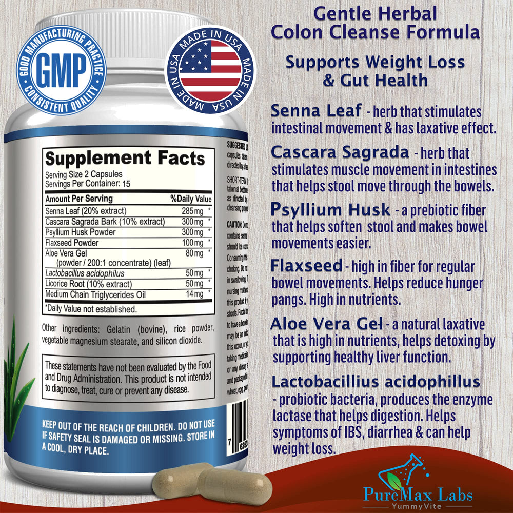 YUMMYVITE detox capsules close-up showing easy-to-swallow tablets