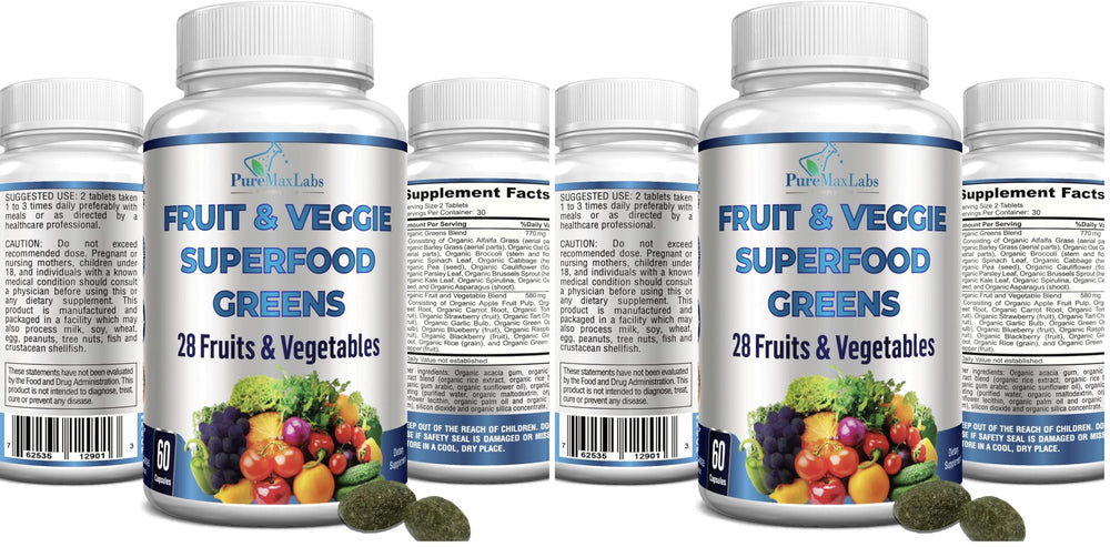 YUMMYVITE packaging for Fruit and Veggie Superfood Greens highlights convenient daily nutrition.