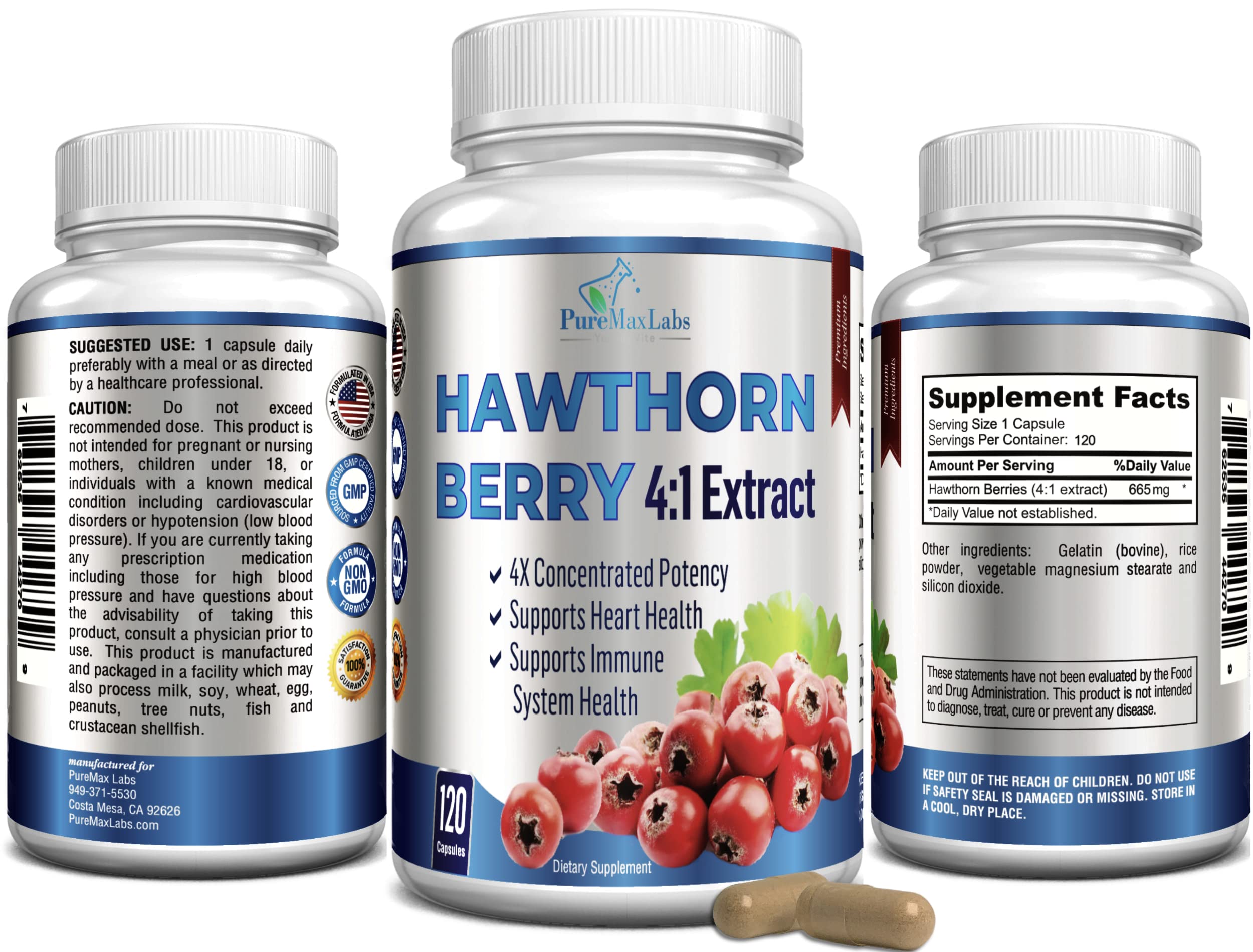Foil-sealed bottle of YUMMYVITE Hawthorn 4:1 extract preserves freshness and potency.