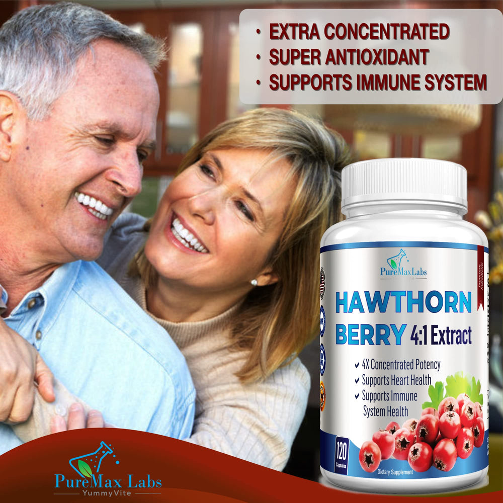 Product label on YUMMYVITE Hawthorn 4:1 extract demonstrates quality and potency.