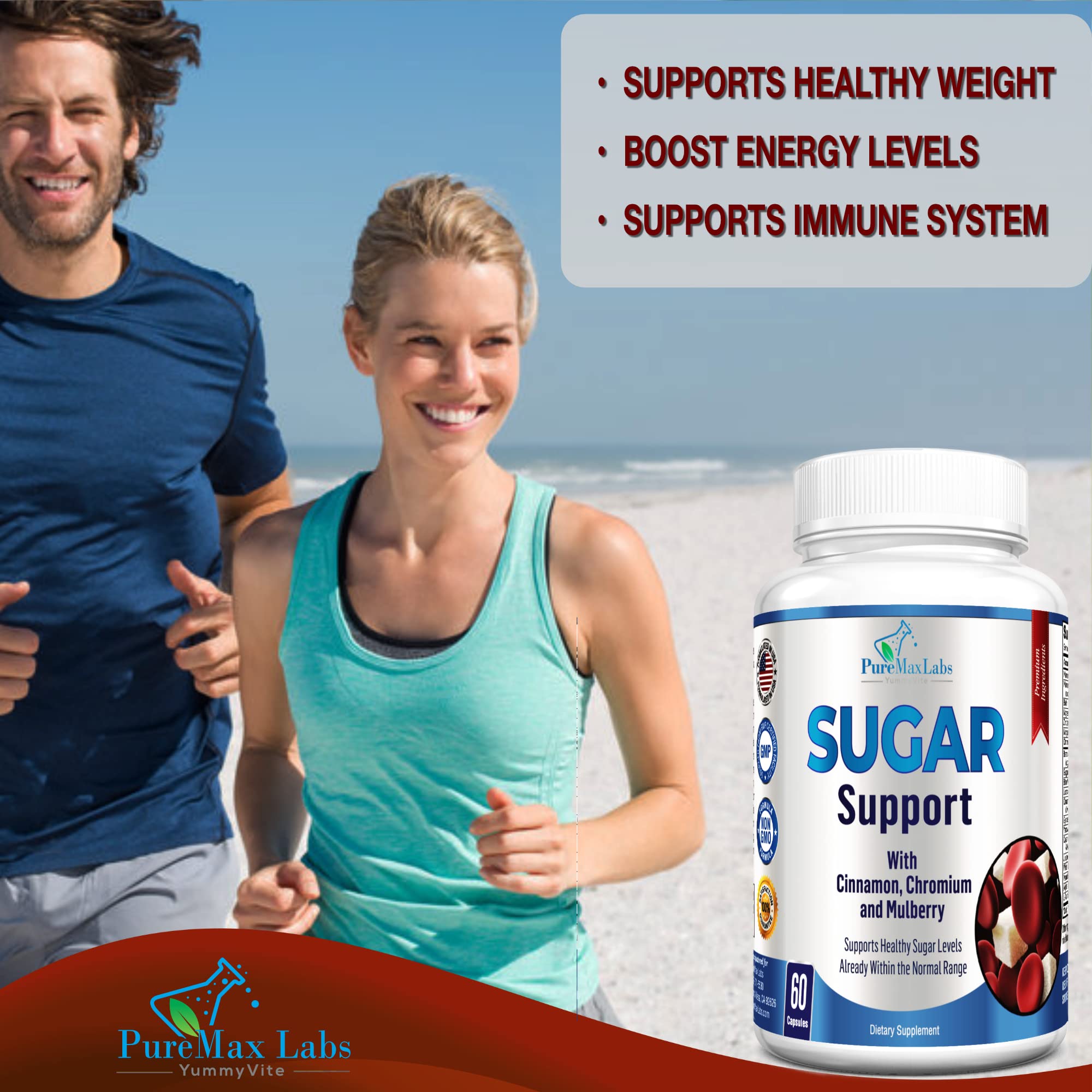 YUMMYVITE Sugar Support ingredients blend featuring cinnamon and chromium