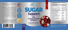 YUMMYVITE Sugar Support label nutrition close-up highlighting 60 capsules and non-GMO