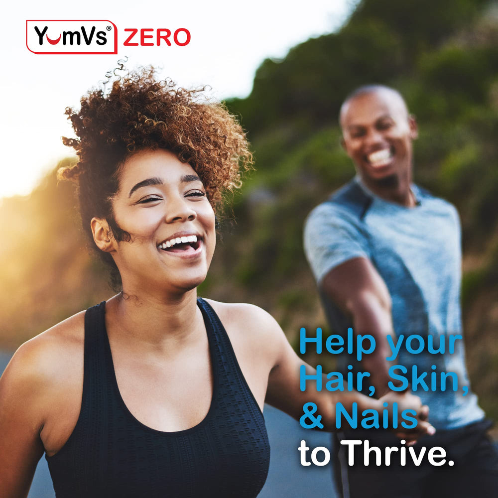 Daily-use scene with YUM-V'S Biotin Gummies on kitchen counter