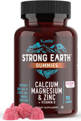 YUM-V'S calcium magnesium zinc gummies bottle for bone support and daily wellness.