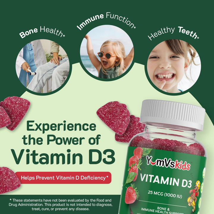 Back of YUM-V'S packaging shows a 60-count supply for a month.