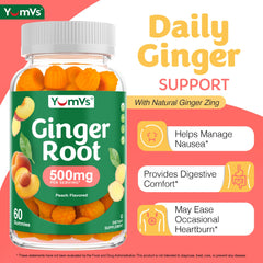 YUM-V'S Ginger Gummies nausea relief bites for travel.