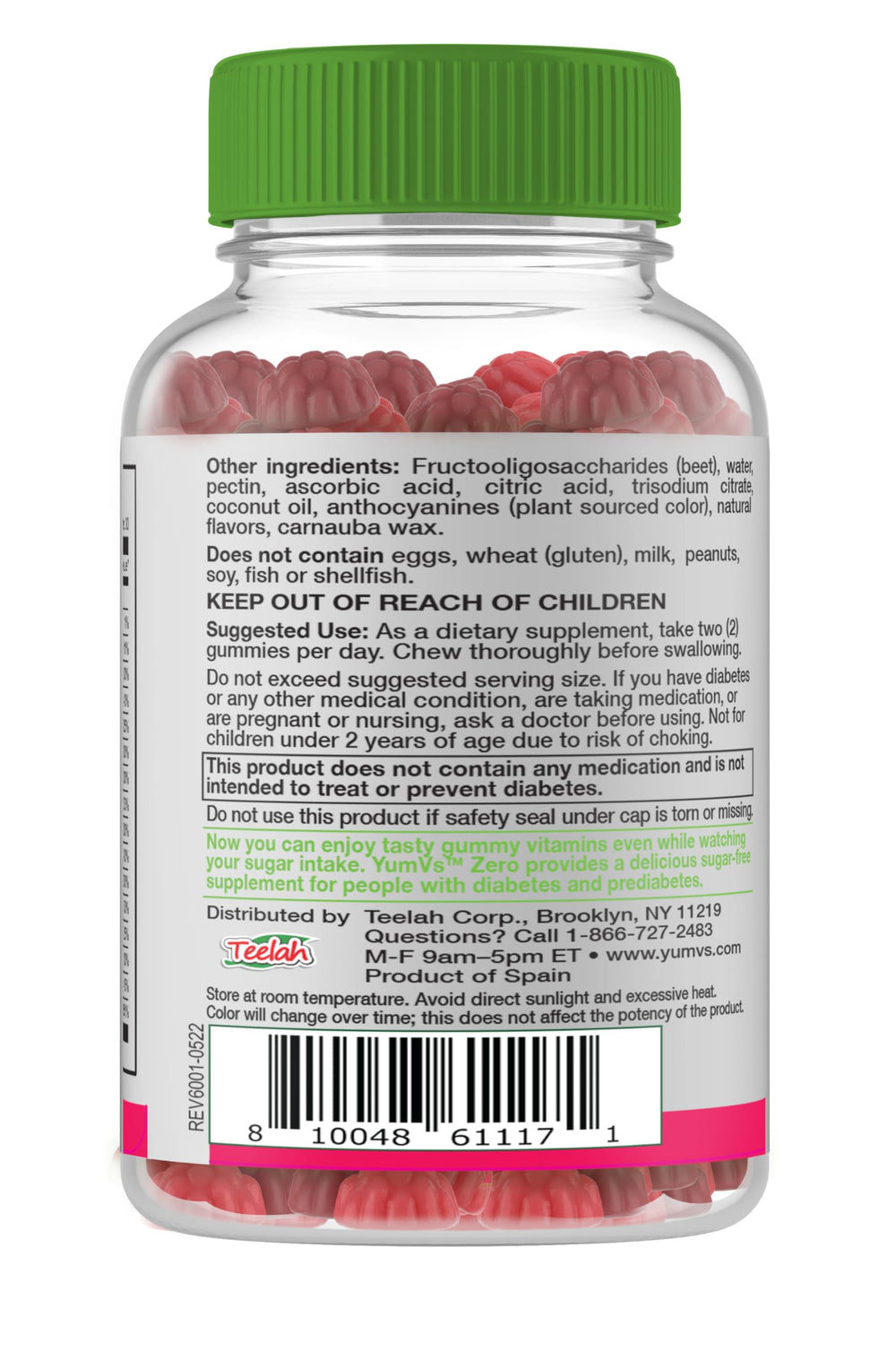 Vegetarian, Kosher and Halal seals on YUM-V'S gummy label