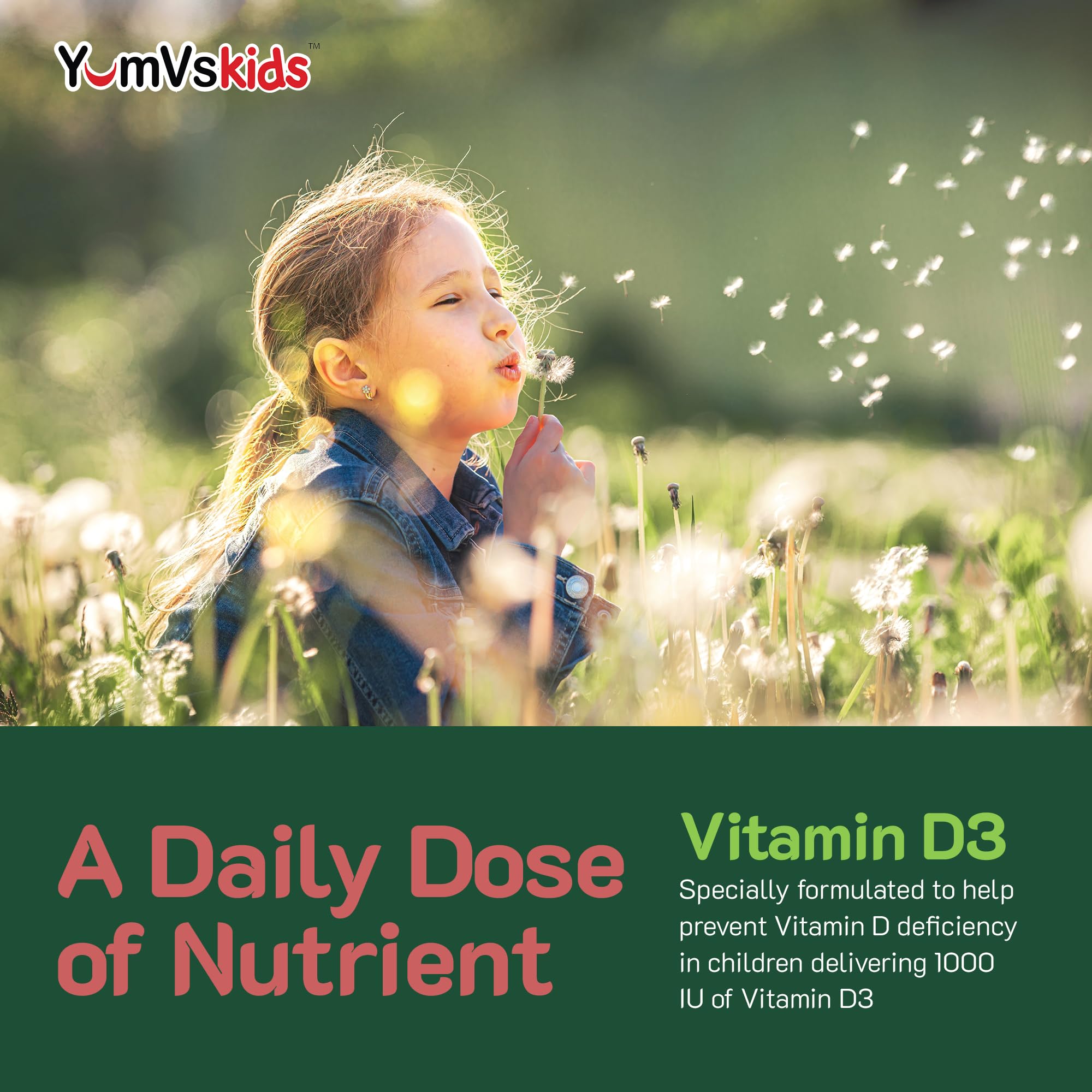 Bright YUM-V'S packaging encourages routine healthy habits in kids.