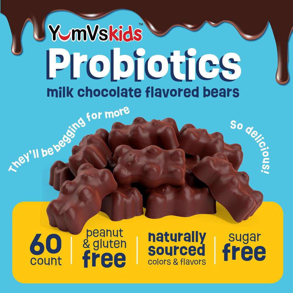 YUM-V'S chocolate bear chews melt in the mouth for easy intake.