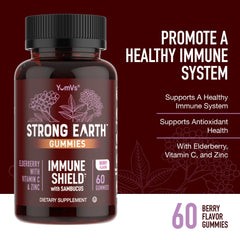 Non-GMO and gluten-free certification visible on Strong Earth Elderberry Gummies