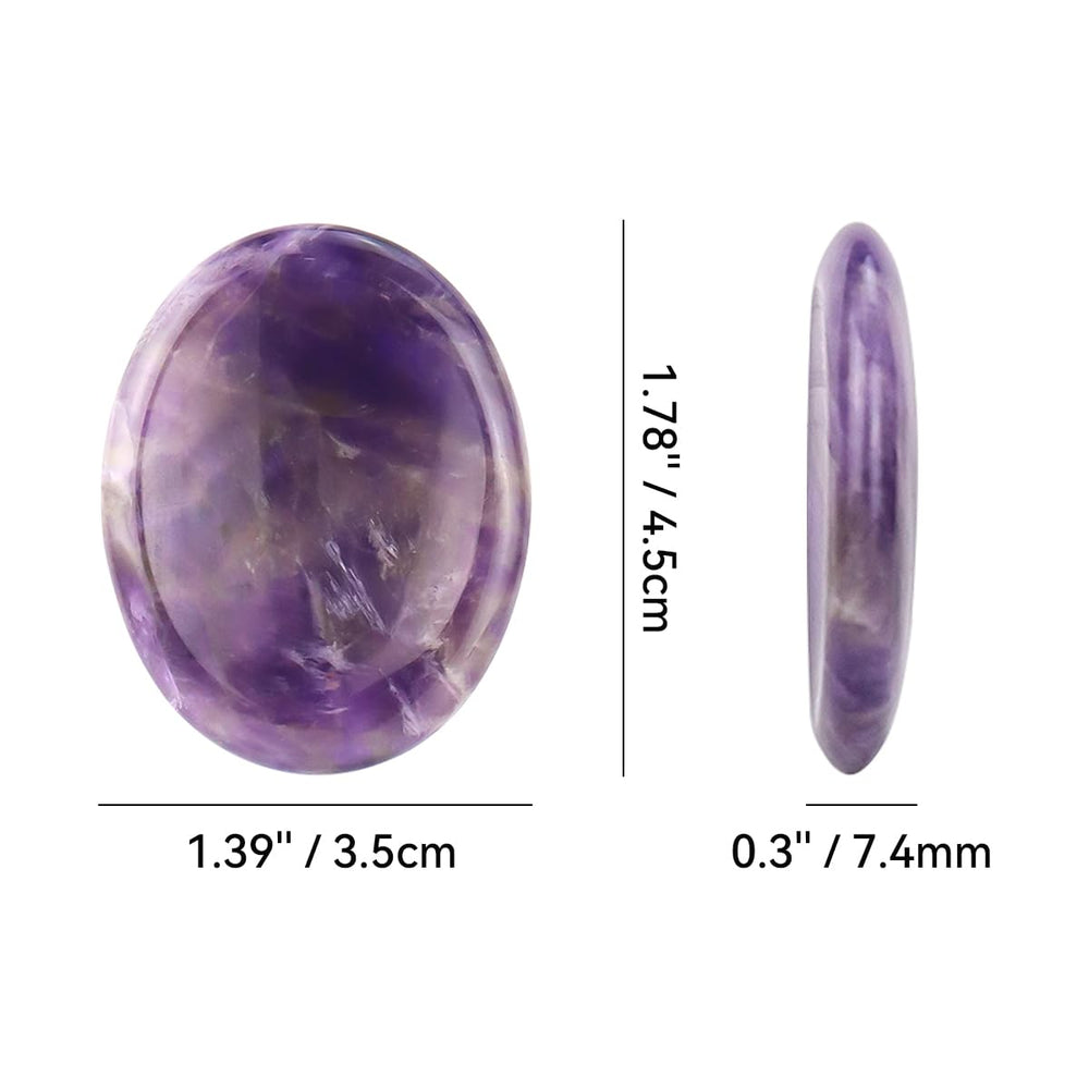 Close-up of Yuntop amethyst worry stone polished surface for calm touch.
