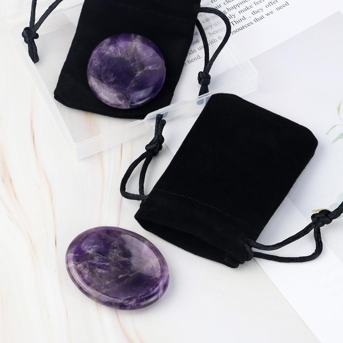 Yuntop amethyst worry stone during meditation for focused calm.