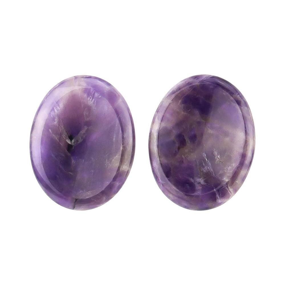 Yuntop Amethyst thumb worry stone in natural oval form for stress relief.