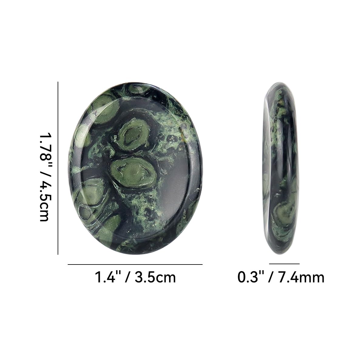 Yuntop Kambaba Jasper thumb worry stone close-up carved groove for soothing touch.