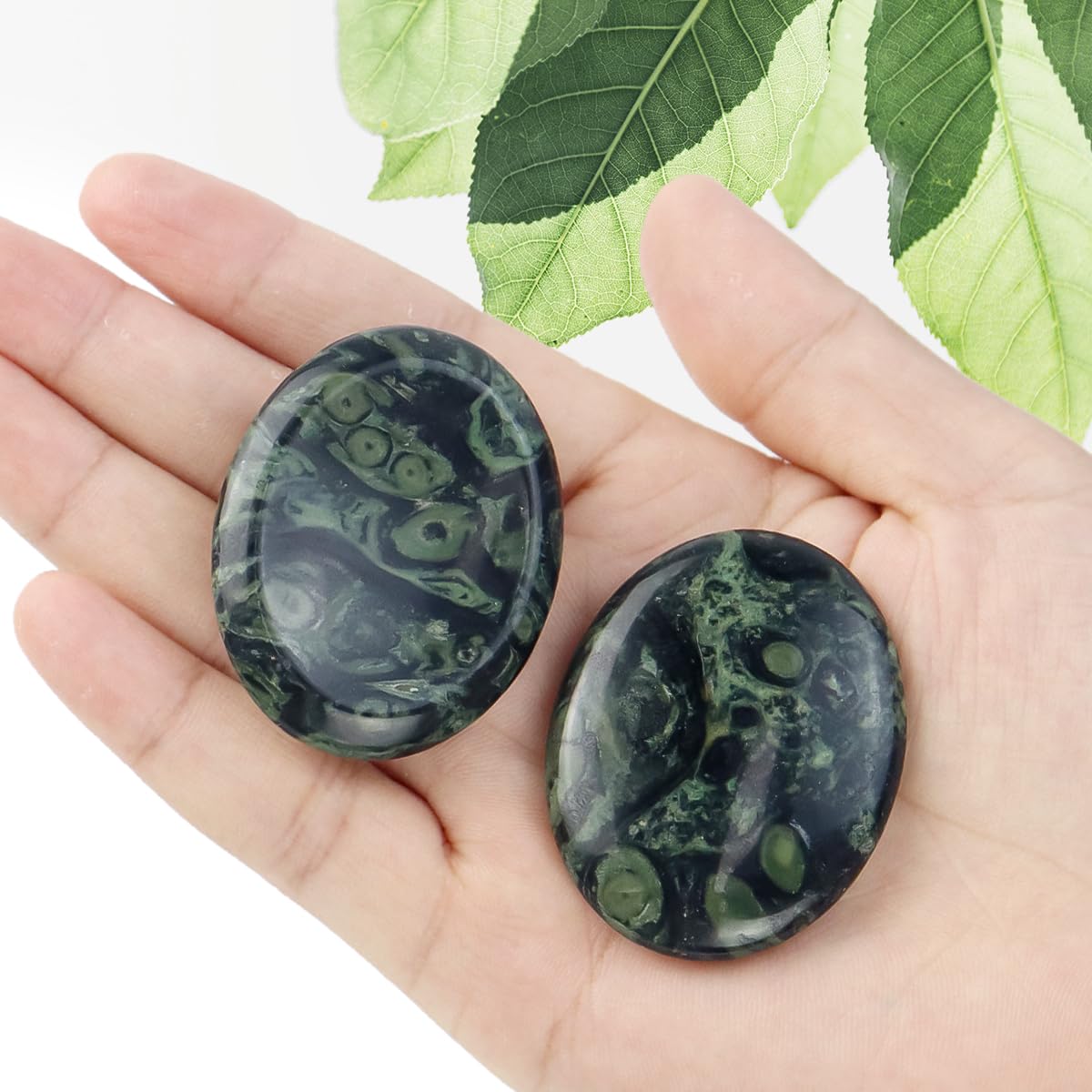 Yuntop Kambaba Jasper thumb worry stone decorative pocket stone for daily calm.