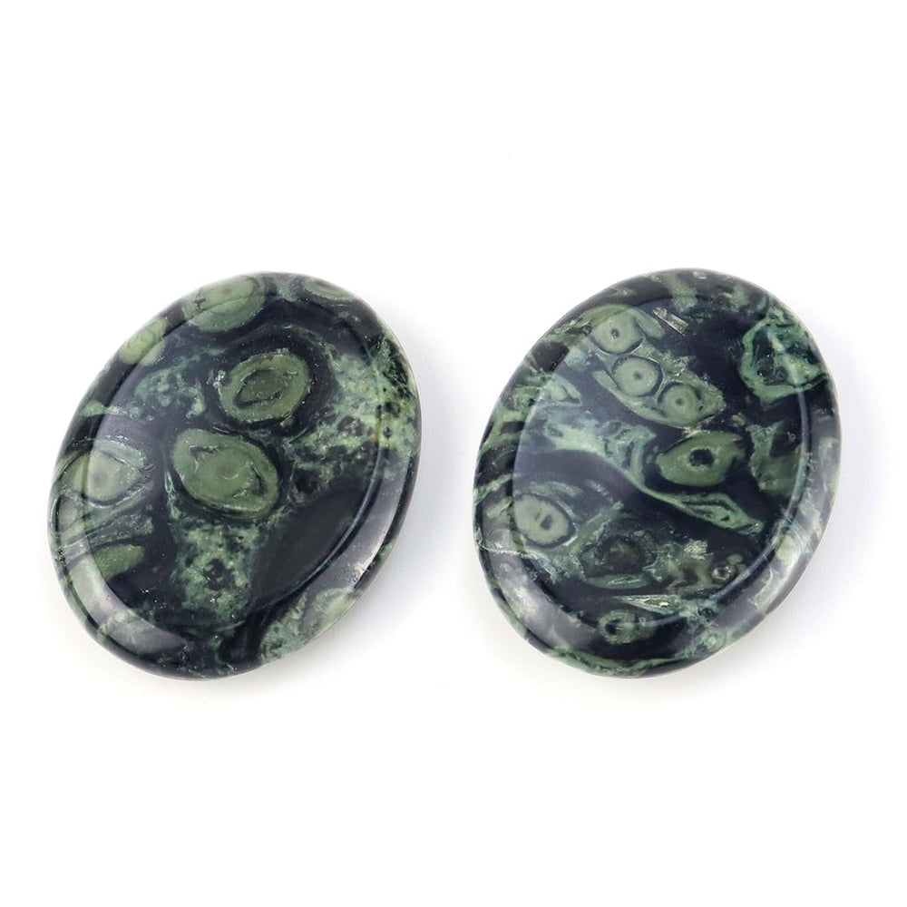 Yuntop Kambaba Jasper thumb worry stone front view for calming focus during meditation.