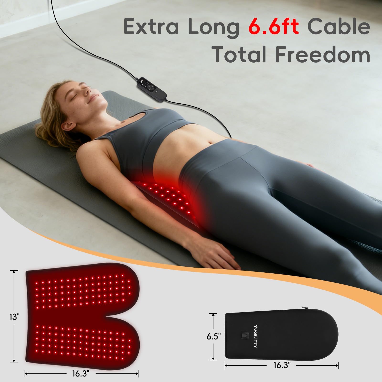 YUQBLITTY dual-wavelength 660nm and 850nm glow for comprehensive comfort.