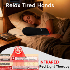 YUQBLITTY oversized red light glove fingertips unzipped enabling dexterity during therapy.