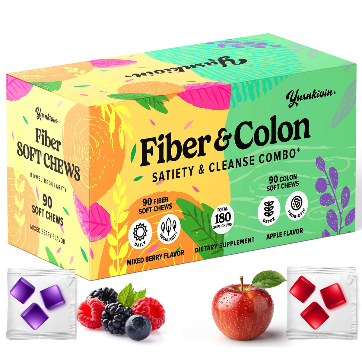 Yusnkioin Fiber Gummies bottle for easy daily gut support and fiber intake