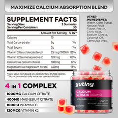 Yutiny vegan pectin calcium citrate gummies suitable for plant-based diets