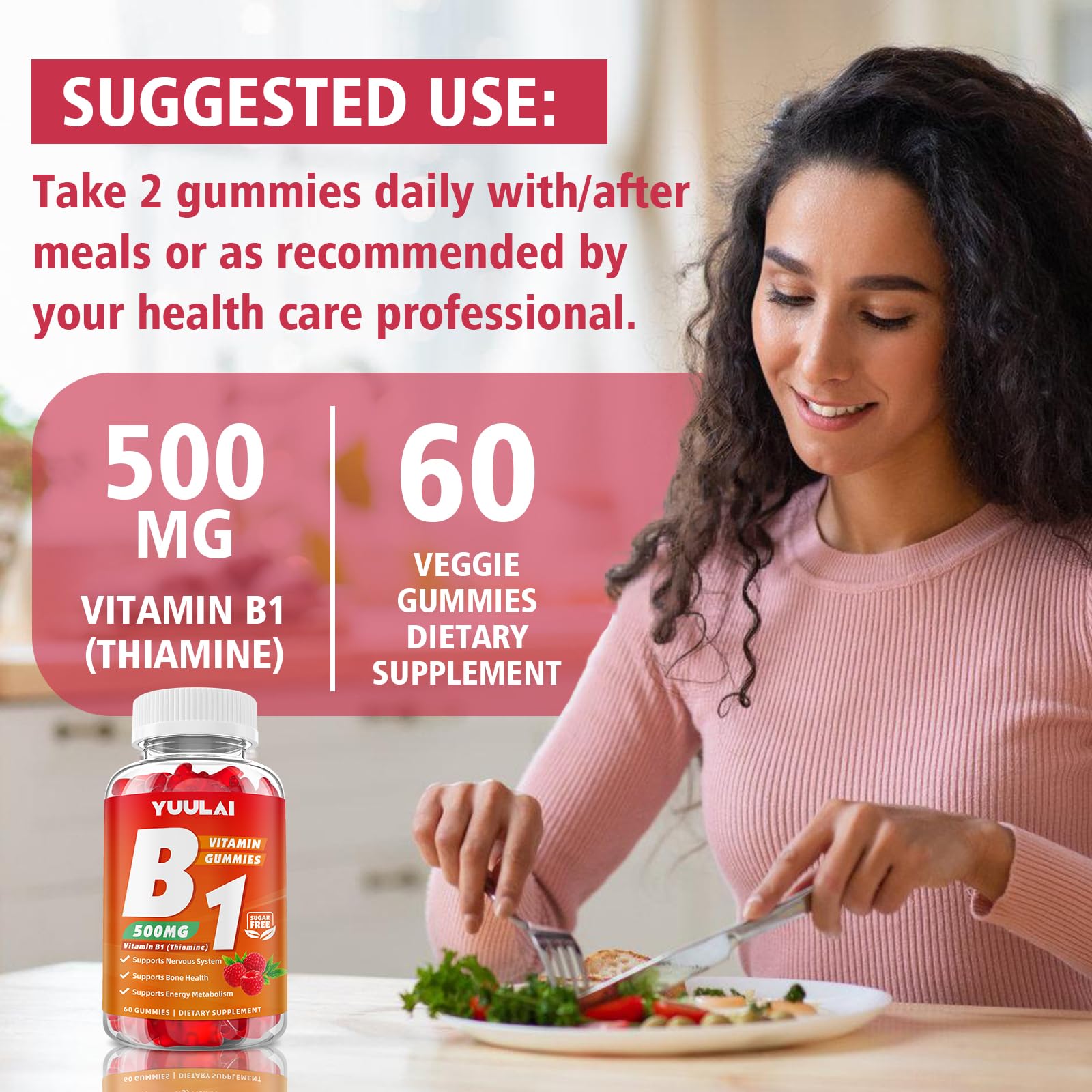 YUULAI B1 Gummies vegan and gluten-free option for wellness.