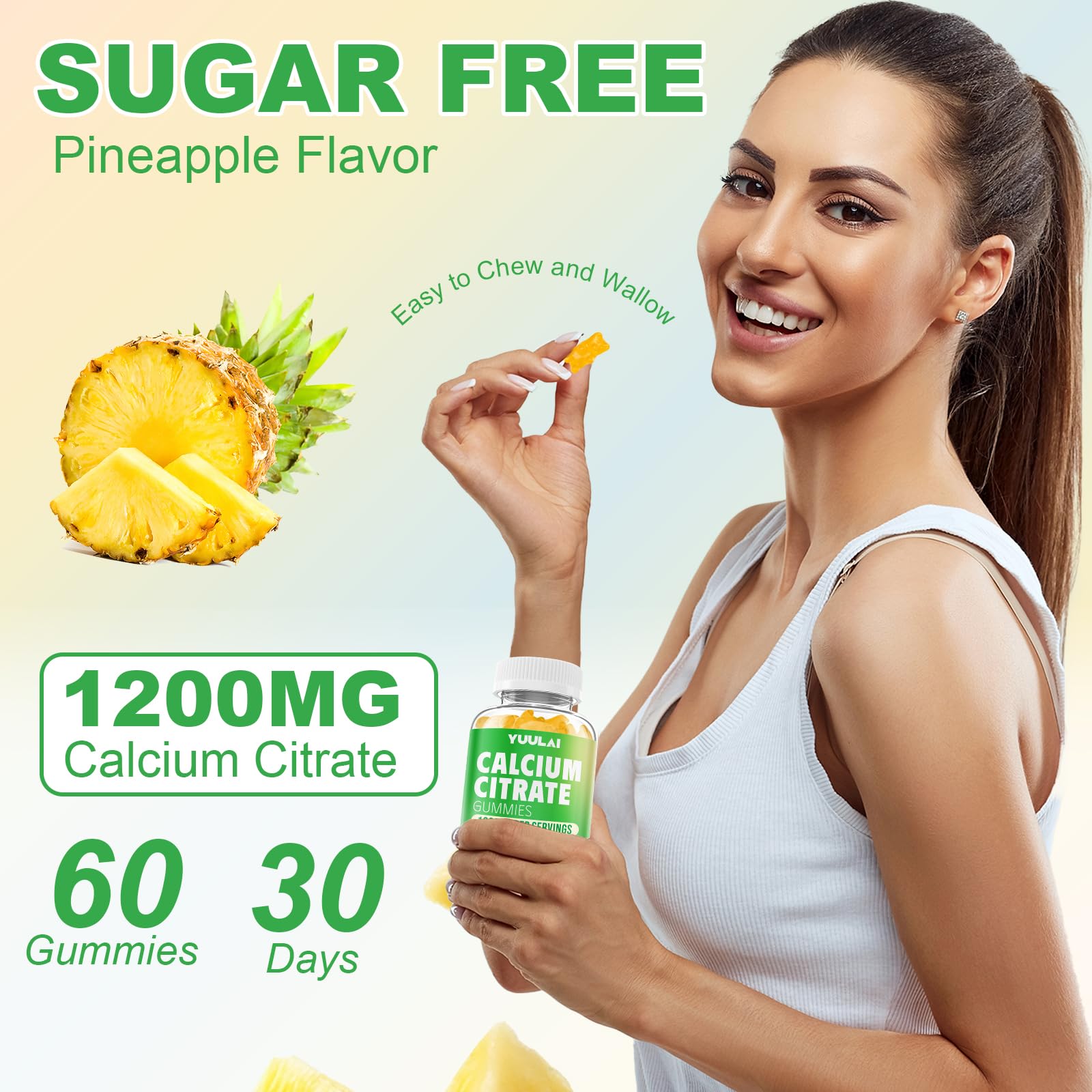 Label highlights calcium citrate absorption and overall support.