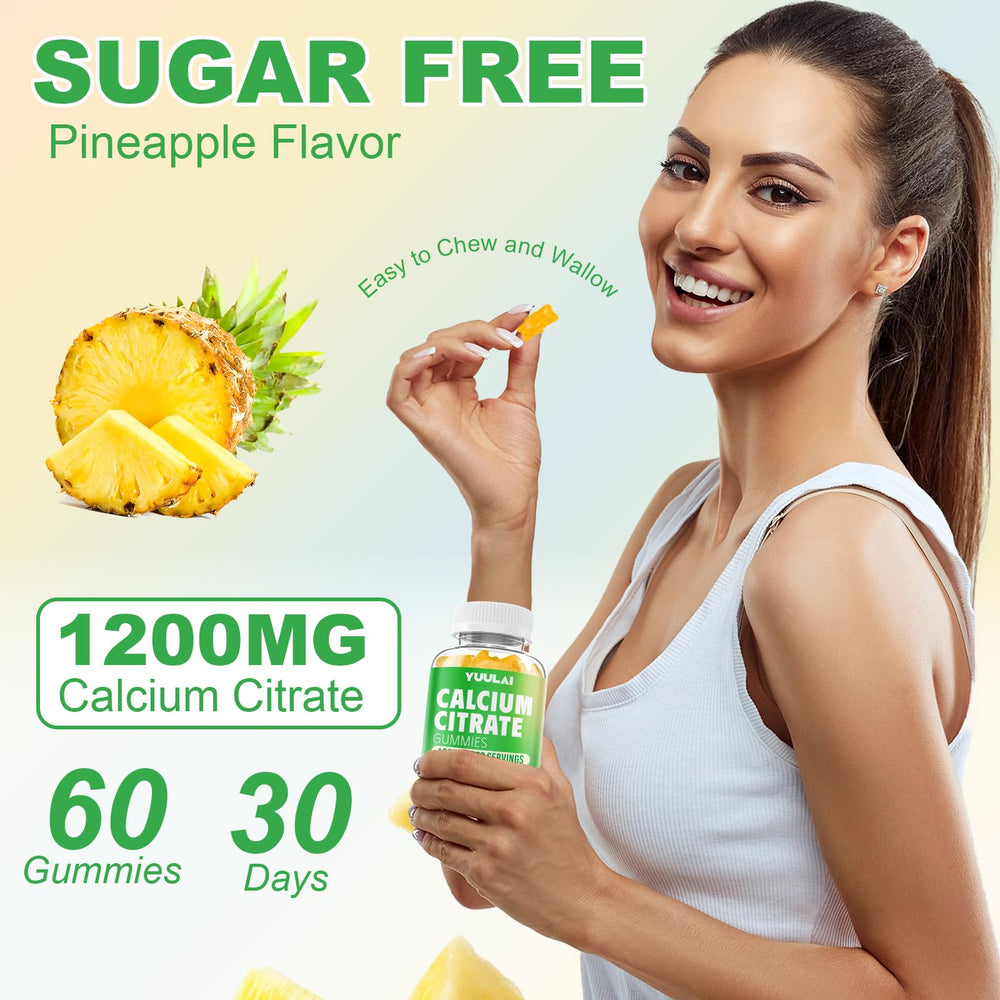 Label highlights calcium citrate absorption and overall support.