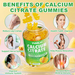 YUULAI Calcium Citrate Gummies sugar-free formula supports convenient daily calcium.