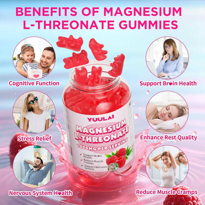 YUULAI Raspberry flavor gummies closeup highlights tasty daily supplement