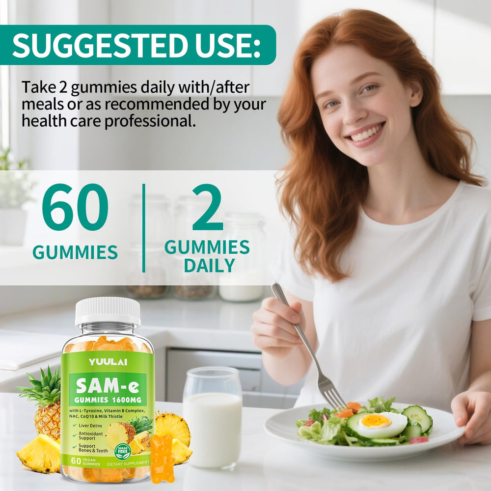 YUULAI SAM-e Gummies nutrition facts label helps informed daily use.