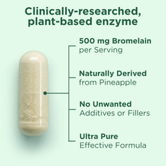 Yuve Bromelain vegan capsules highlight a non-GMO, clean label.