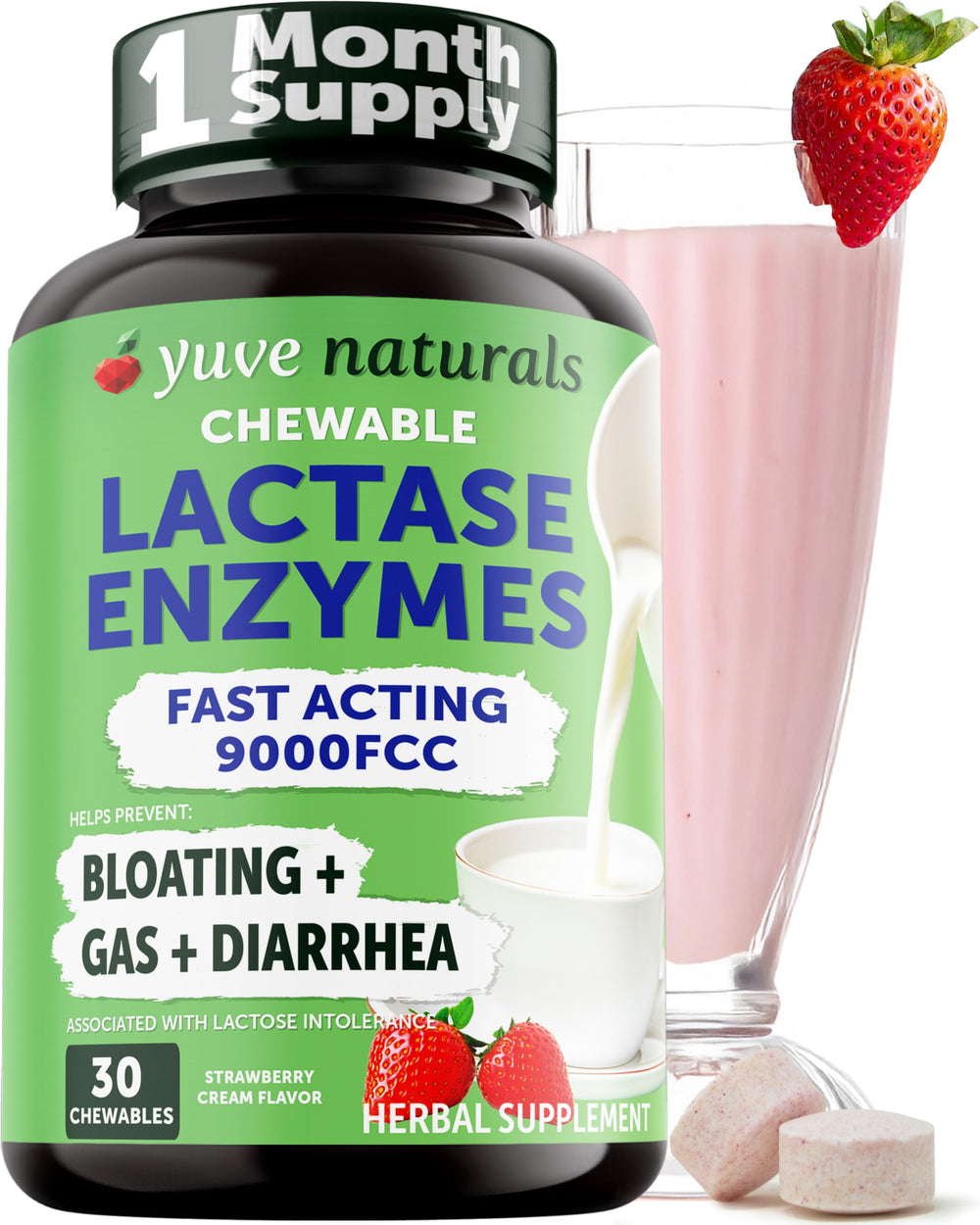 Yuve dairy relief chewables bottle supports lactose digestion