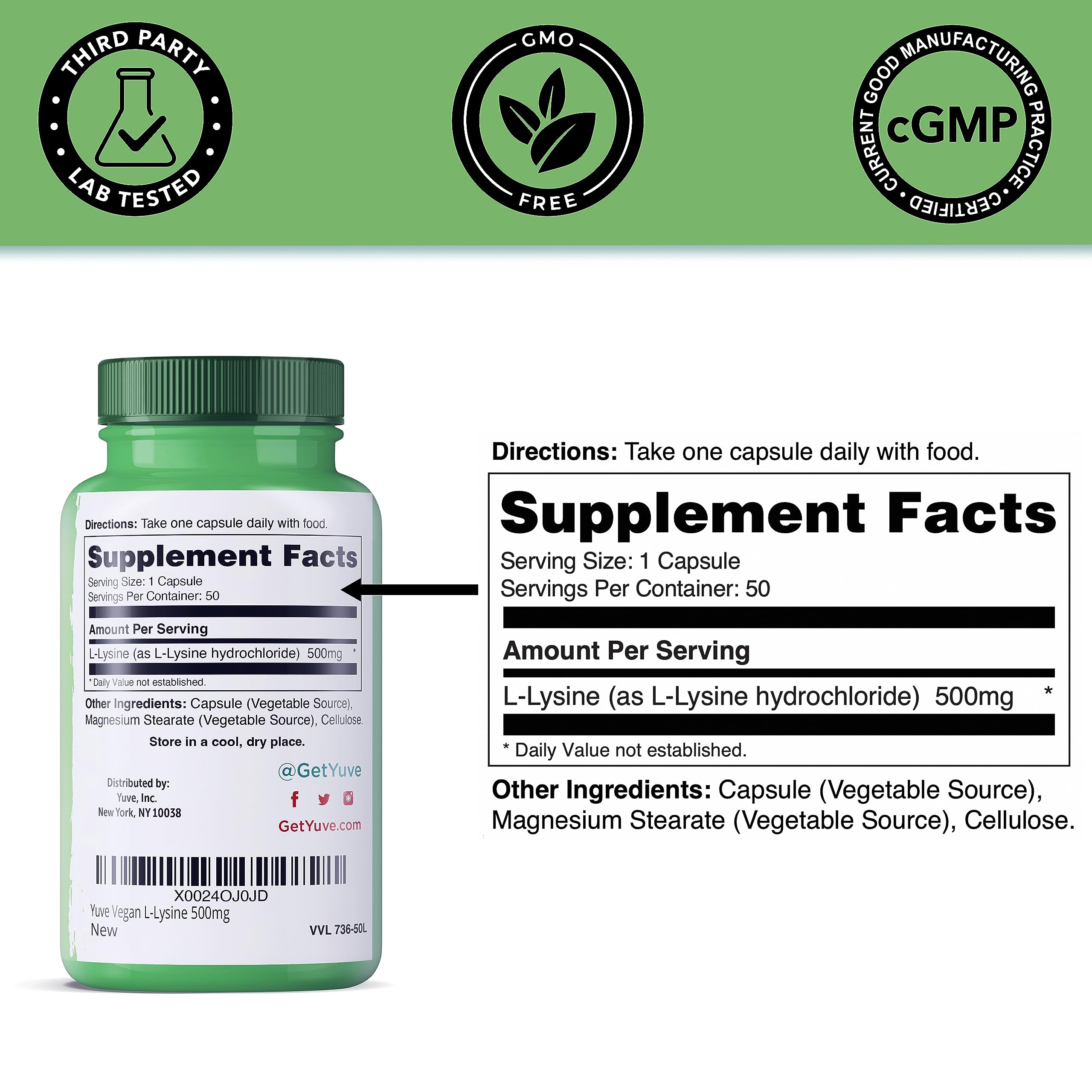 Yuve Lysine vegan gelatin-free formula for plant-based diets