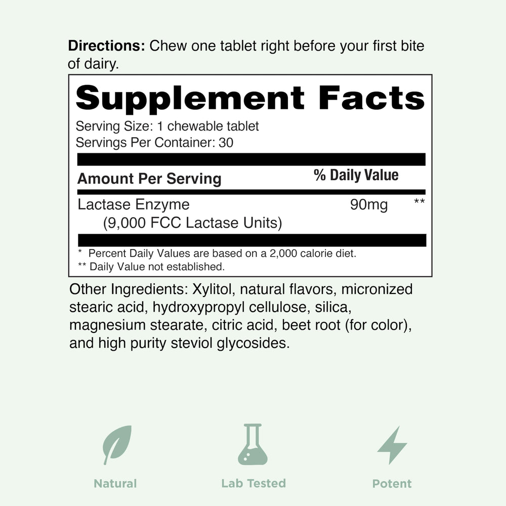 Yuve vegan-friendly, gluten-free lactase pills with clean ingredients