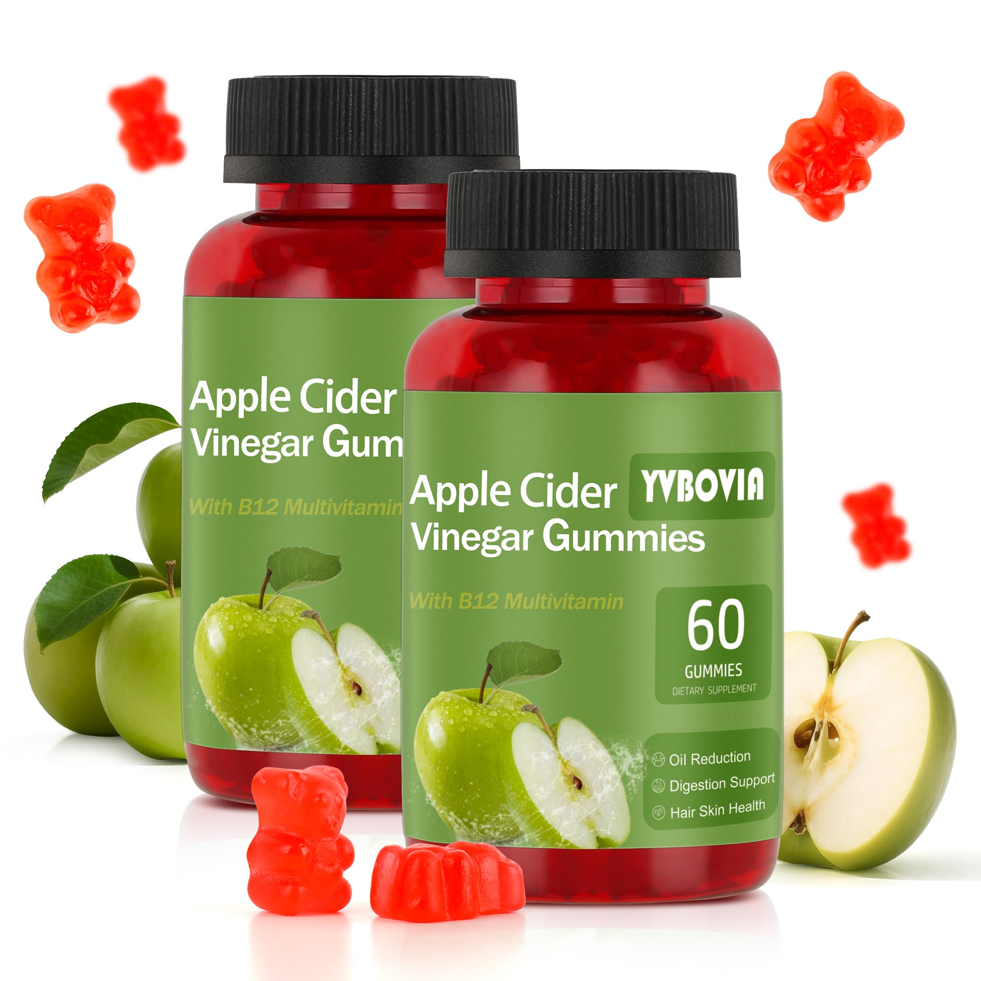Yvbovia Apple Cider Vinegar Gummies bottle for easy daily digestion support