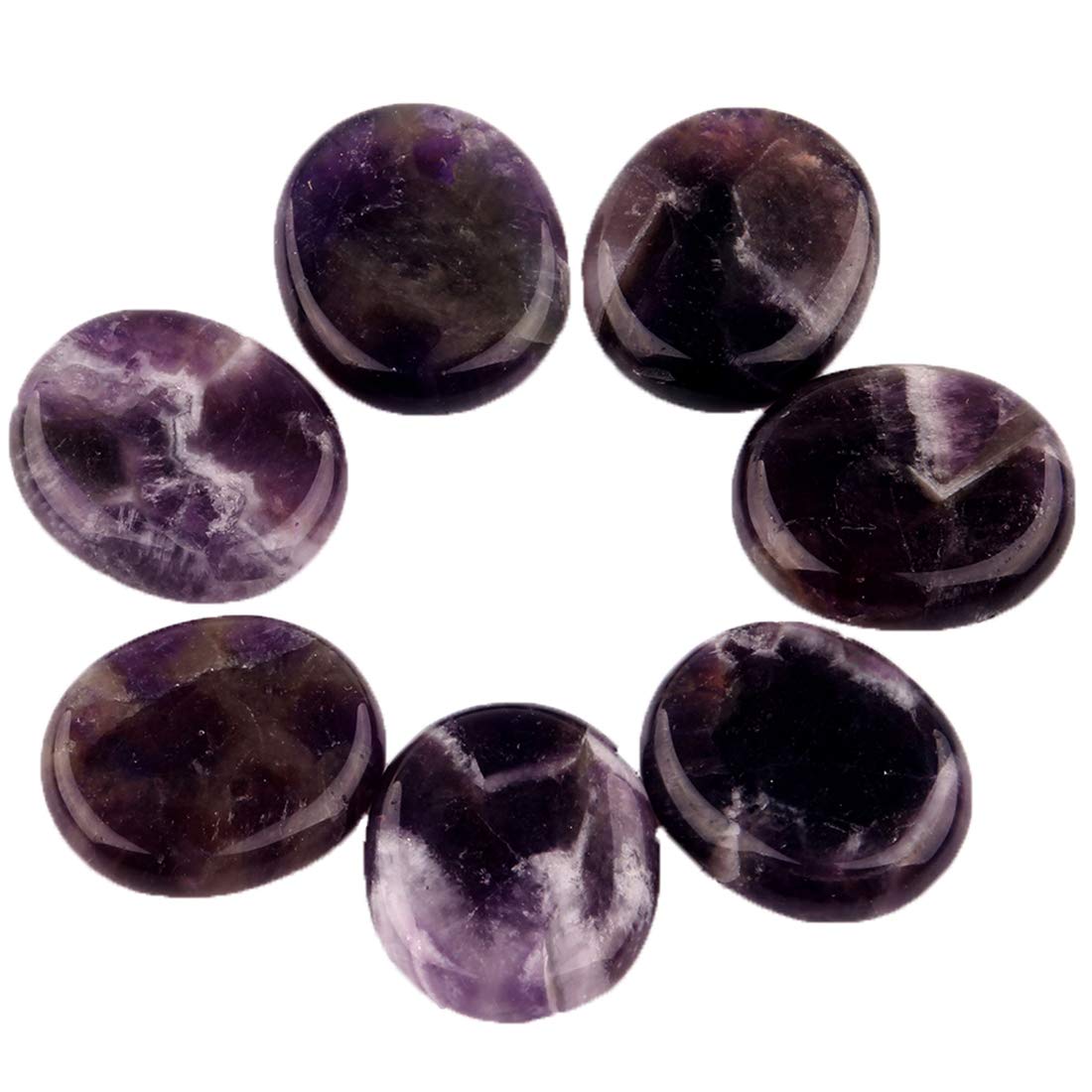 YWG Stone Amethyst palm stone closeup for meditation and calm focus