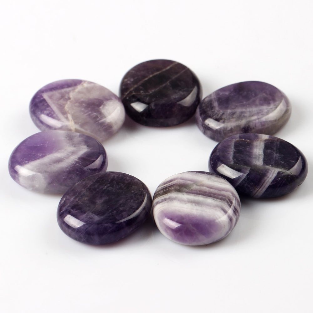 YWG Stone Amethyst palm stone with velvet pouch packaging for gifting