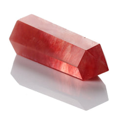 YWG Stone cherry quartz wand 6-sided prism angle2, suited for meditation and energy balancing.