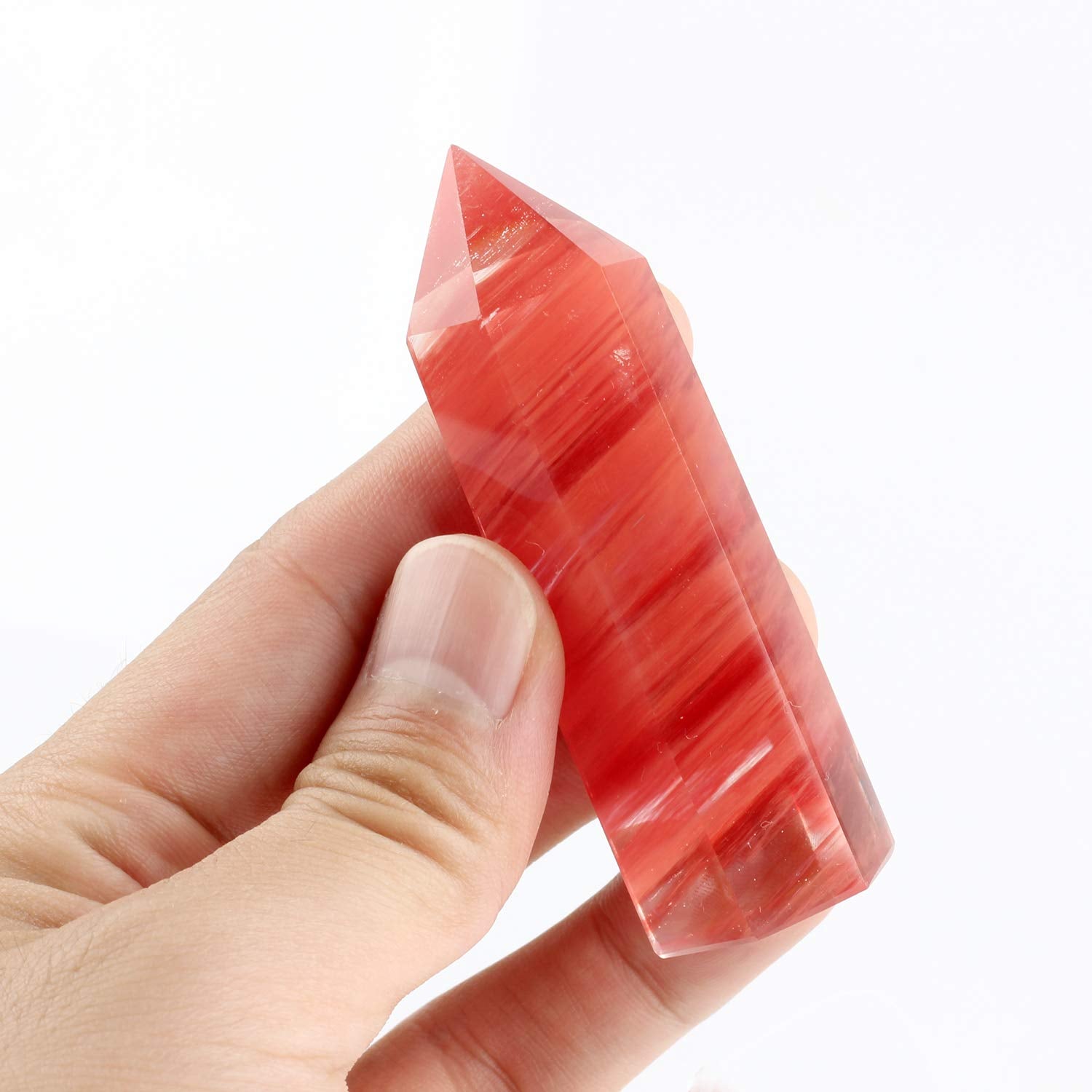 YWG Stone cherry quartz wand with meditation setup, ideal for calming focus and mindful practice.