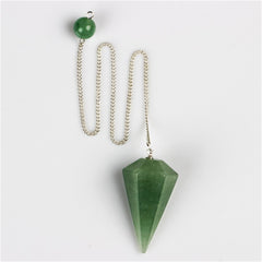 YWG Stone Green Aventurine pendulum with free pouch for gifting.
