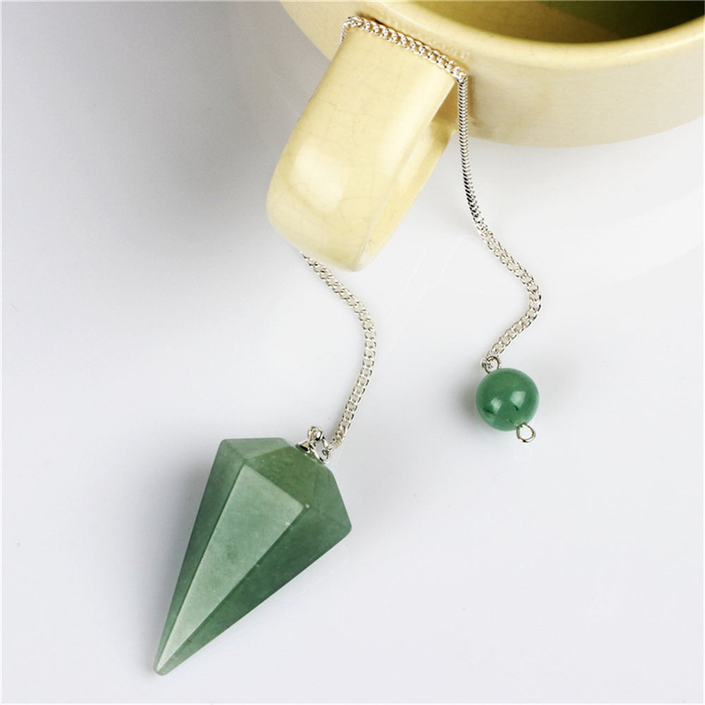 YWG Stone Green Aventurine pendulum in hand ready for divination practice.