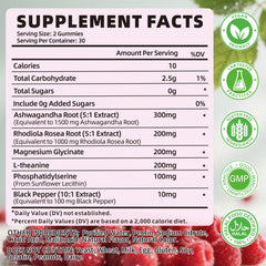 YXSW Cortisol Gummies with Ashwagandha and Rhodiola ingredients for stress balance.